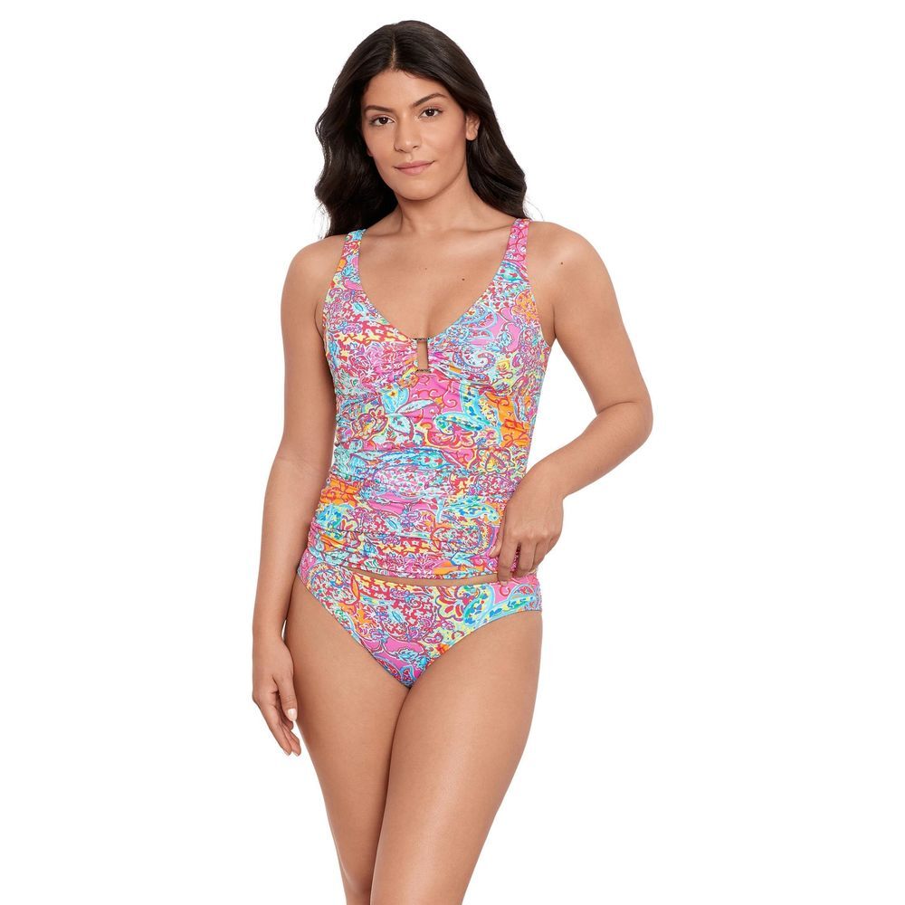 Lauren Ralph Lauren Amara Patchwork Ring Over-The-Shoulder Underwire Tankini